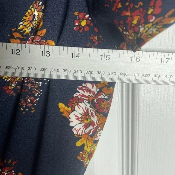 ModCloth Dress Womens S Sentimental Floral Navy Blue Fit and Flare V-Neck - Picture 4 of 7